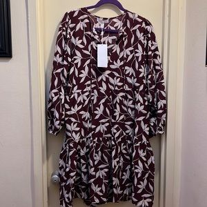 NWT Boss Hugo Boss tie neck silk maroon  dress